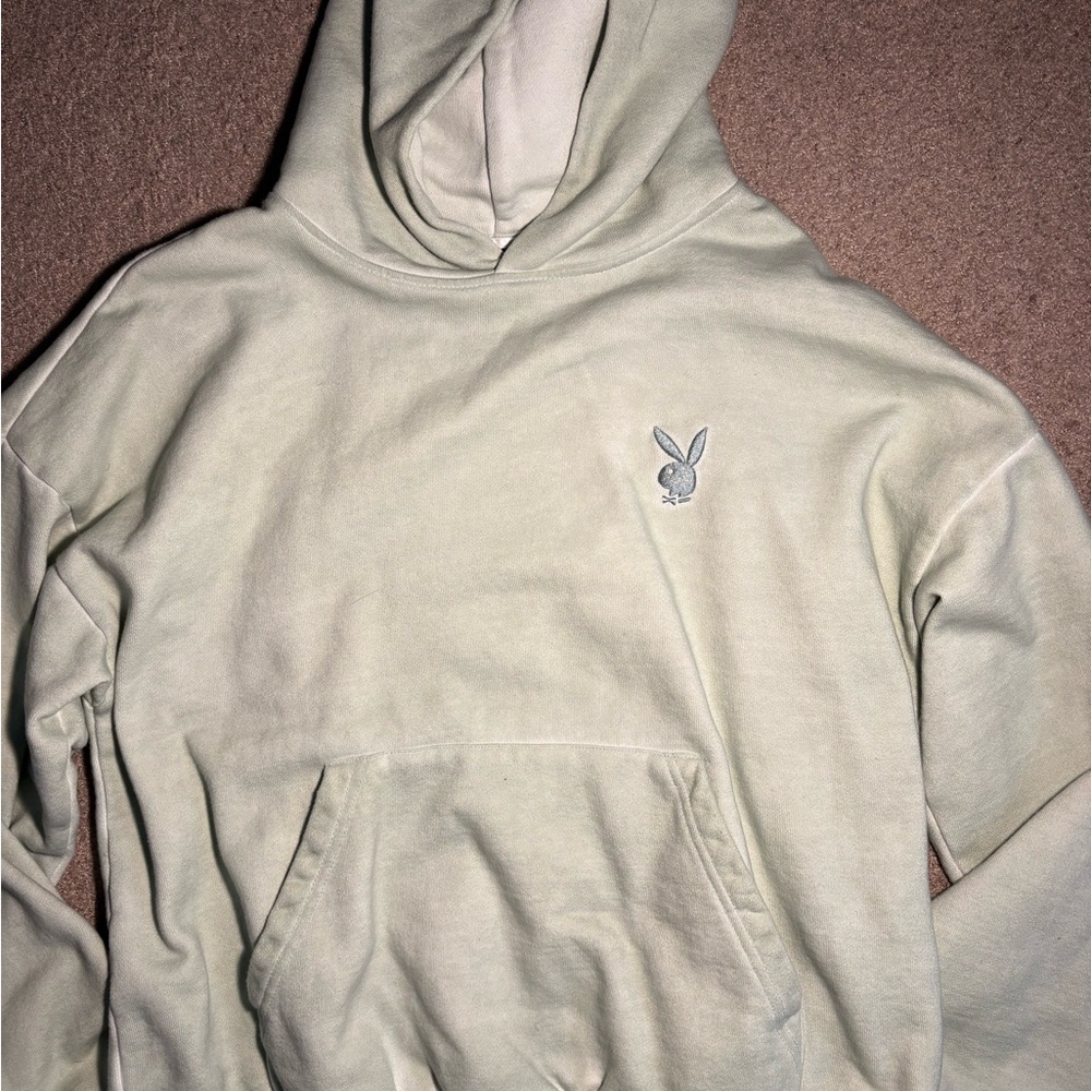PLAYBOY Men's Light Cream Hoodie